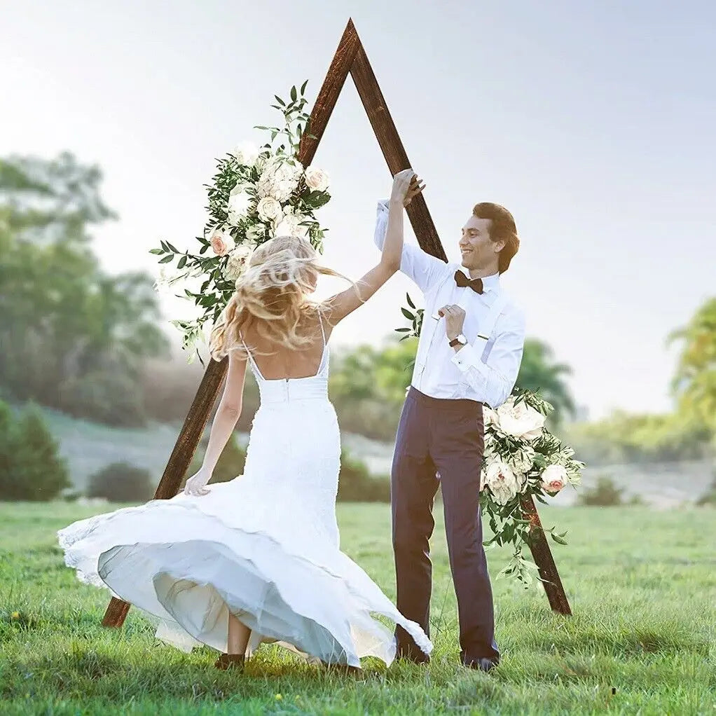 3m Large Wooden Vintage Wedding Arch Triangle Backdrop Stand