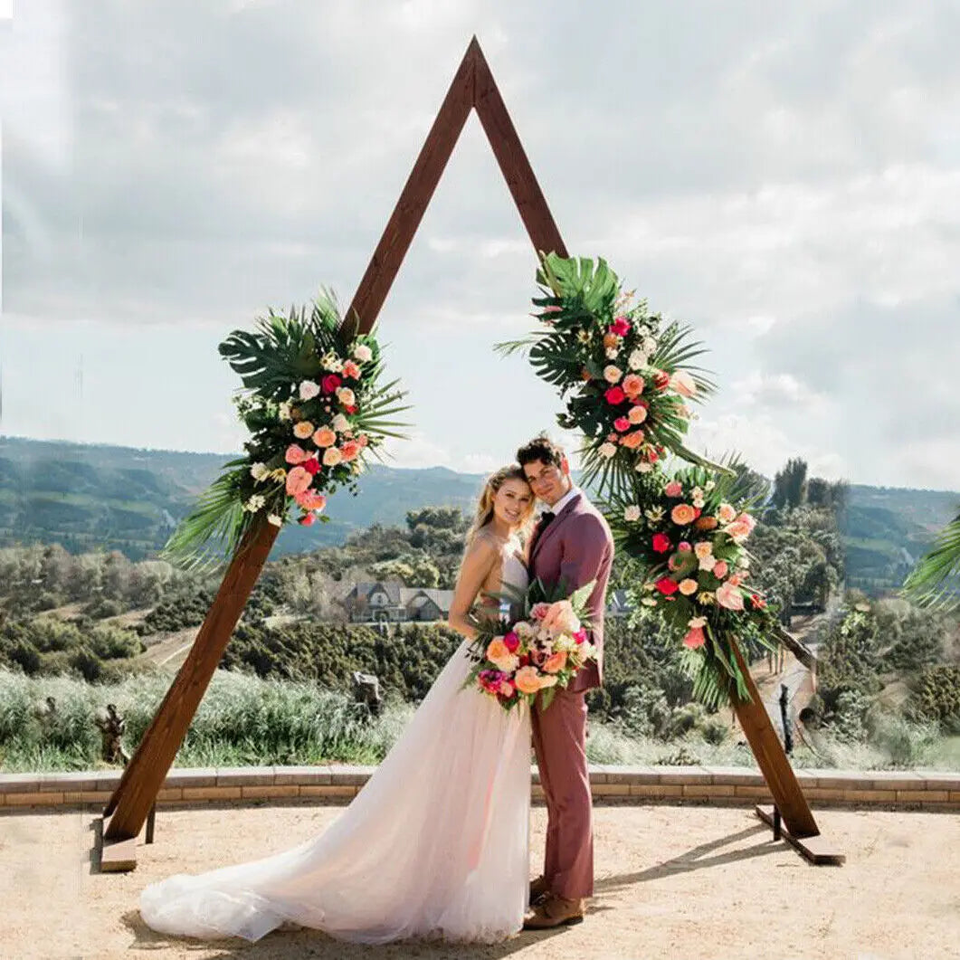 3m Large Wooden Vintage Wedding Arch Triangle Backdrop Stand