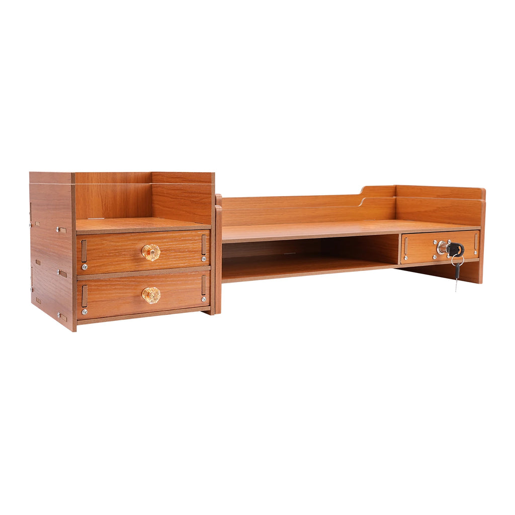 Computer Monitor Stand with Drawers & Keys & Phone Holder, Loading 5KG Computer Rack, Monitor Stand 48*20*13.5cm