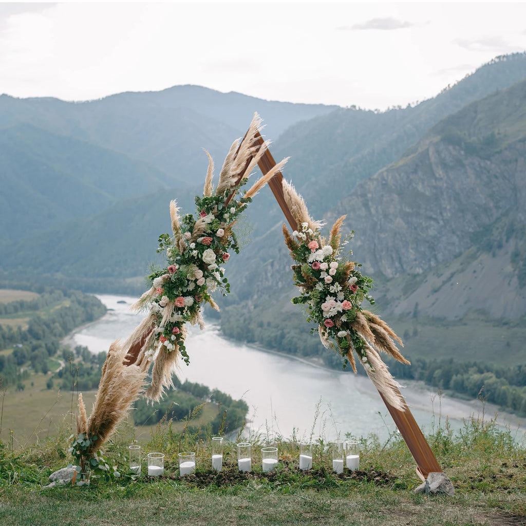 3m Large Wooden Vintage Wedding Arch Triangle Backdrop Stand