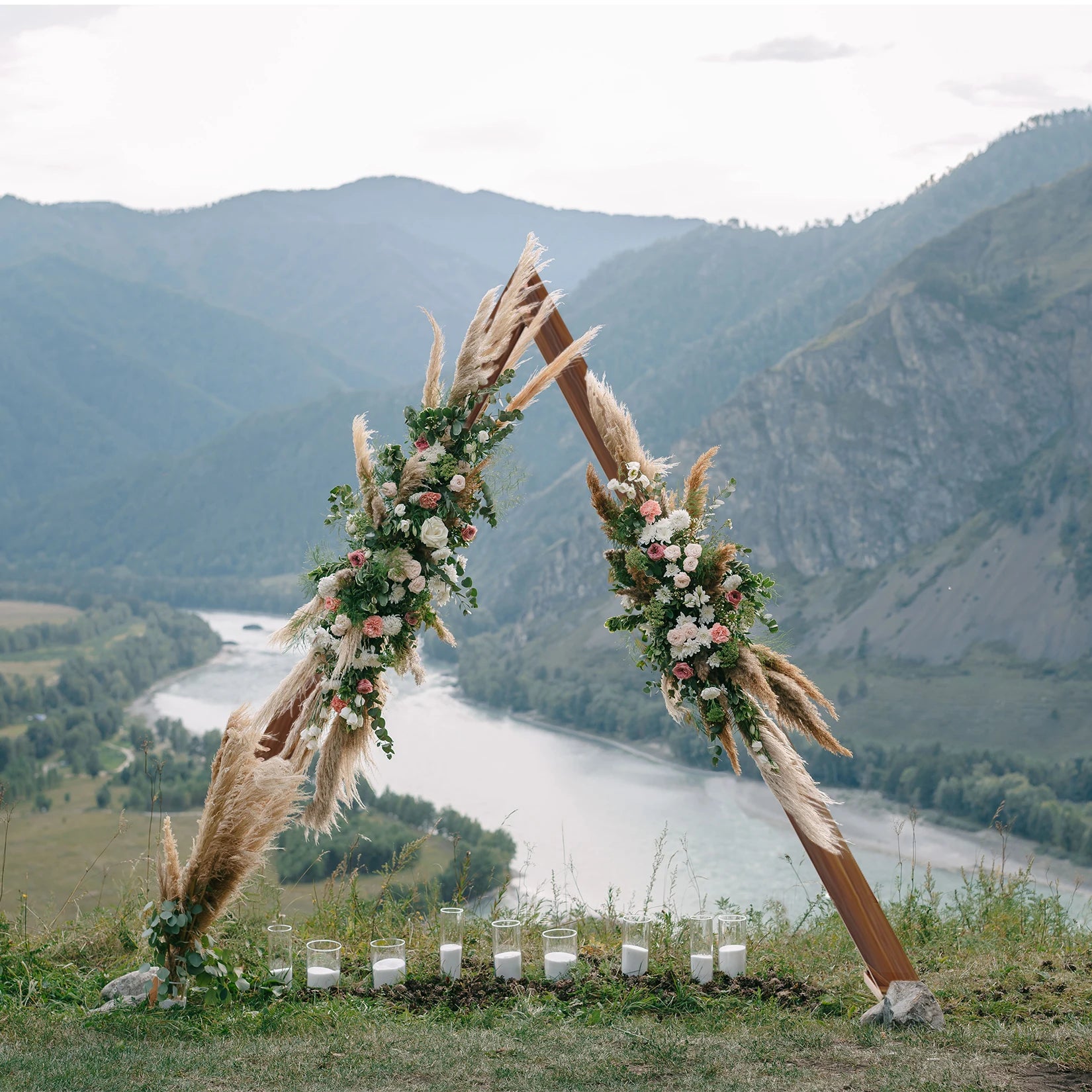 3m Large Wooden Vintage Wedding Arch Triangle Backdrop Stand