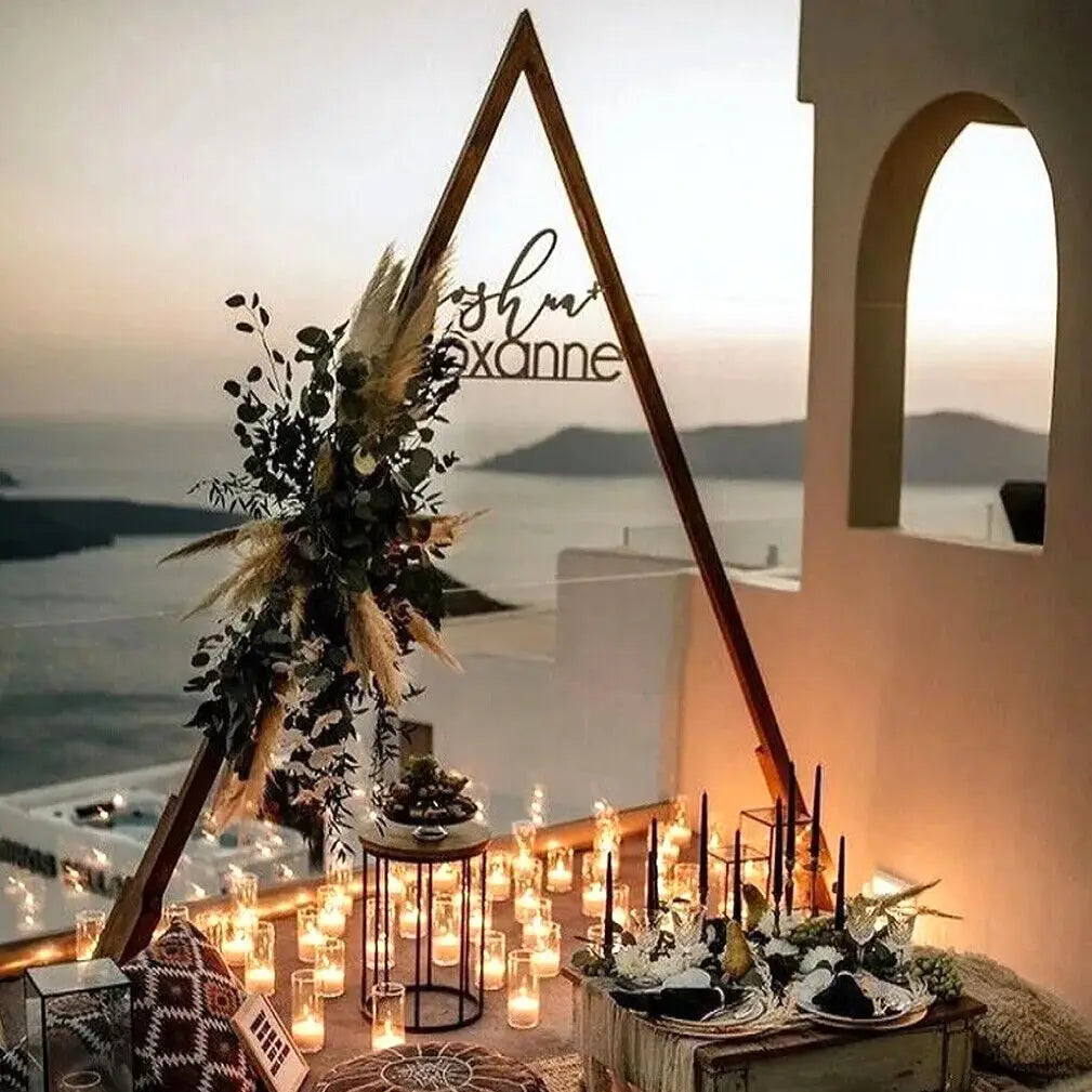 3m Large Wooden Vintage Wedding Arch Triangle Backdrop Stand