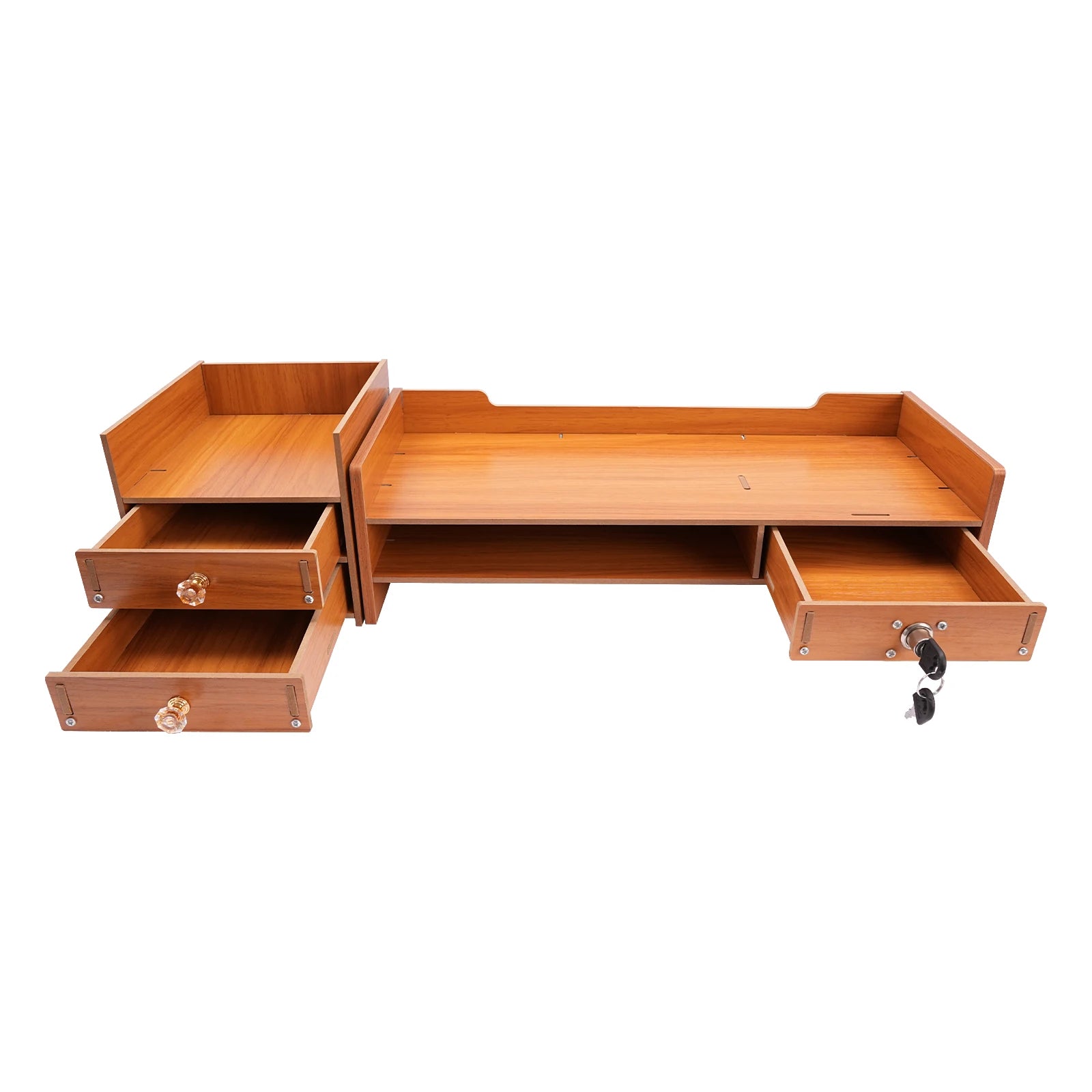 Computer Monitor Stand with Drawers & Keys & Phone Holder, Loading 5KG Computer Rack, Monitor Stand 48*20*13.5cm