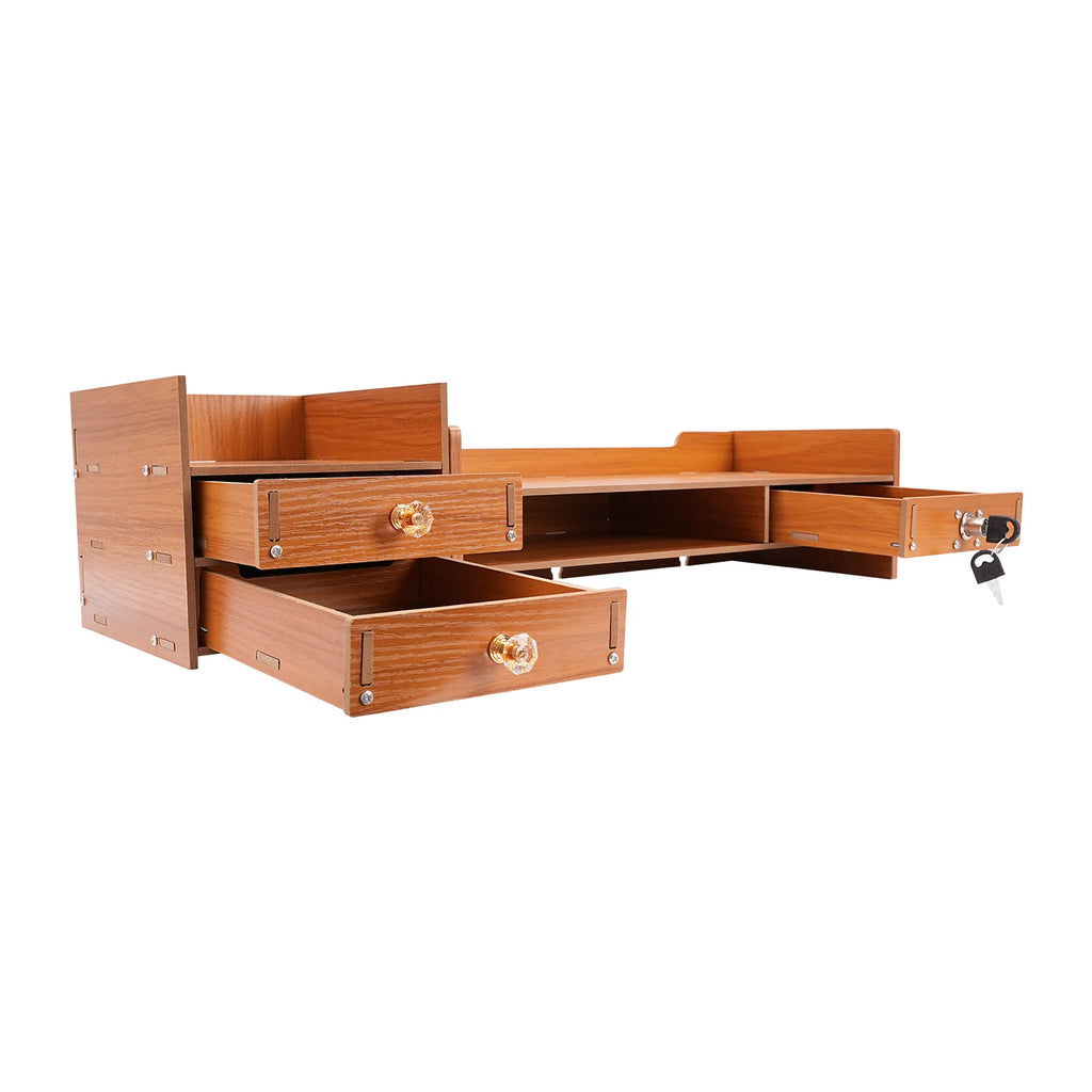 Computer Monitor Stand with Drawers & Keys & Phone Holder, Loading 5KG Computer Rack, Monitor Stand 48*20*13.5cm