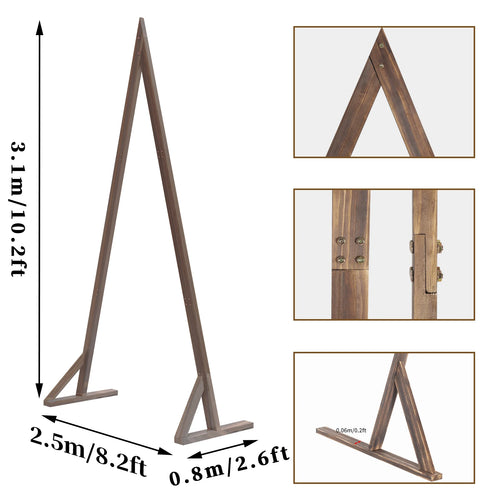 3m Large Wooden Vintage Wedding Arch Triangle Backdrop Stand